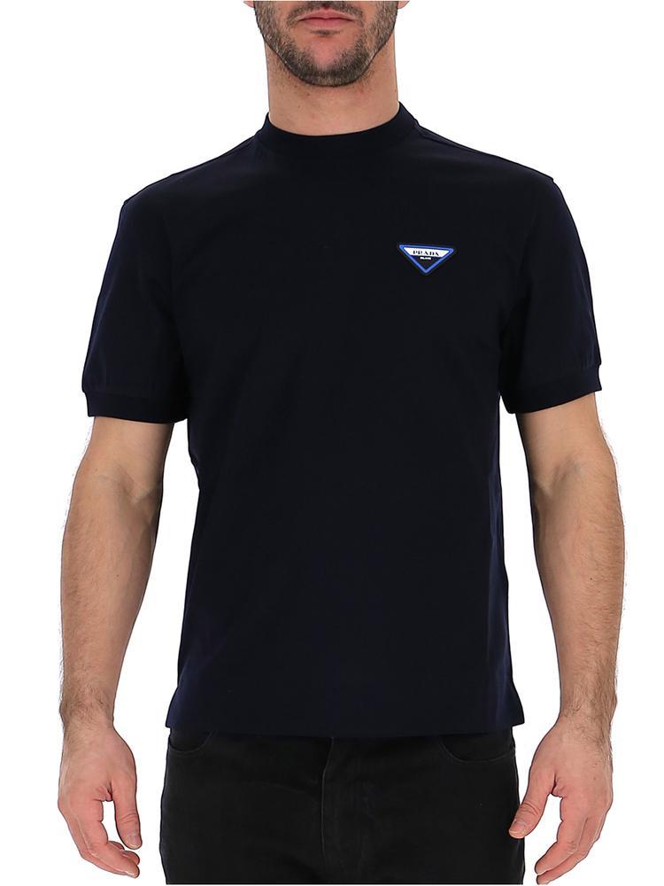 Prada Cotton Logo Patch T-shirt in Blue / Light Blue (Blue) for 
