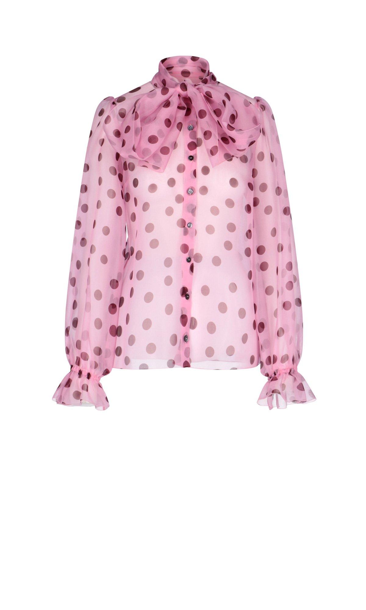 Dolce & Gabbana Silk Polka-dot Blouse in Pink - Lyst