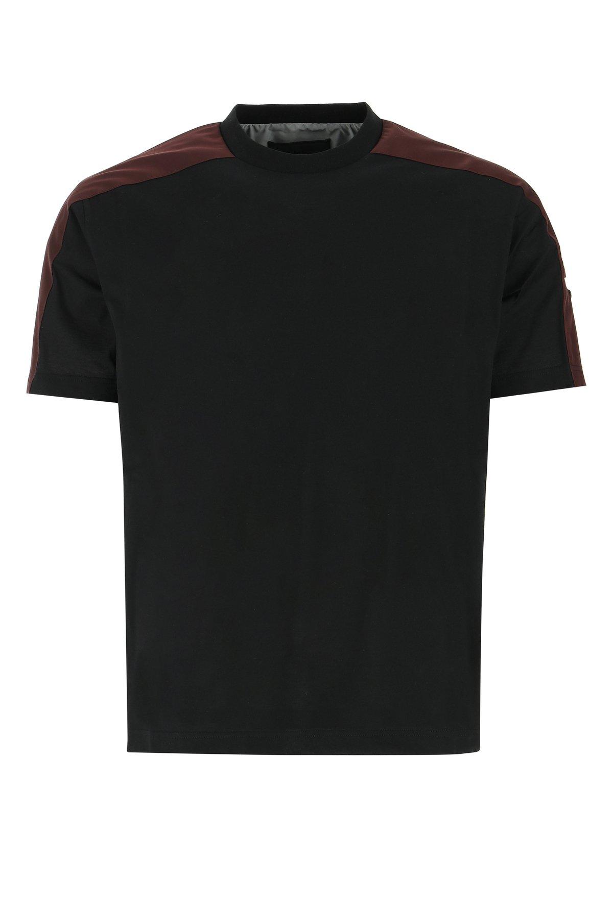 Prada Cotton Crewneck Two Tone Tshirt in Black for Men Lyst