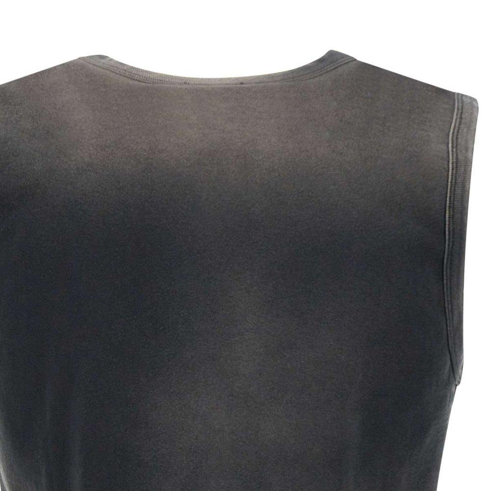 DIESEL T-Brico Faded Tank Top With Puffy Oval D in Black for DIESEL T-Brico Faded Tank Top With Puffy Oval D in Black for