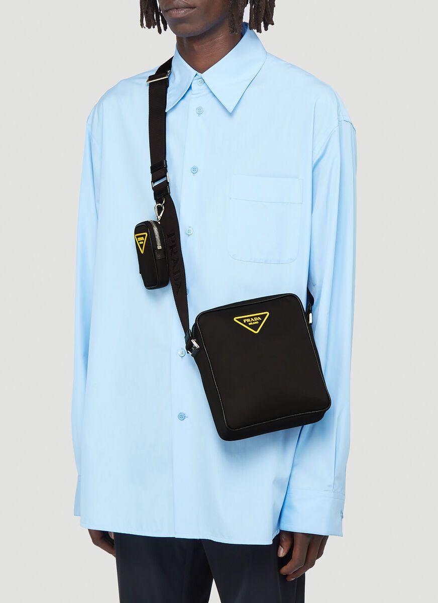 Prada Synthetic Logo Crossbody Bag in Black for Men Lyst