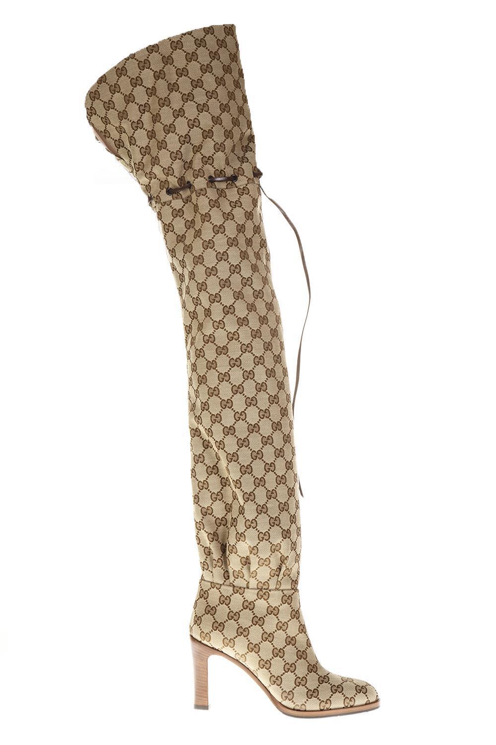 Gucci Original GG Canvas Over-the-knee Boot in Natural - Lyst