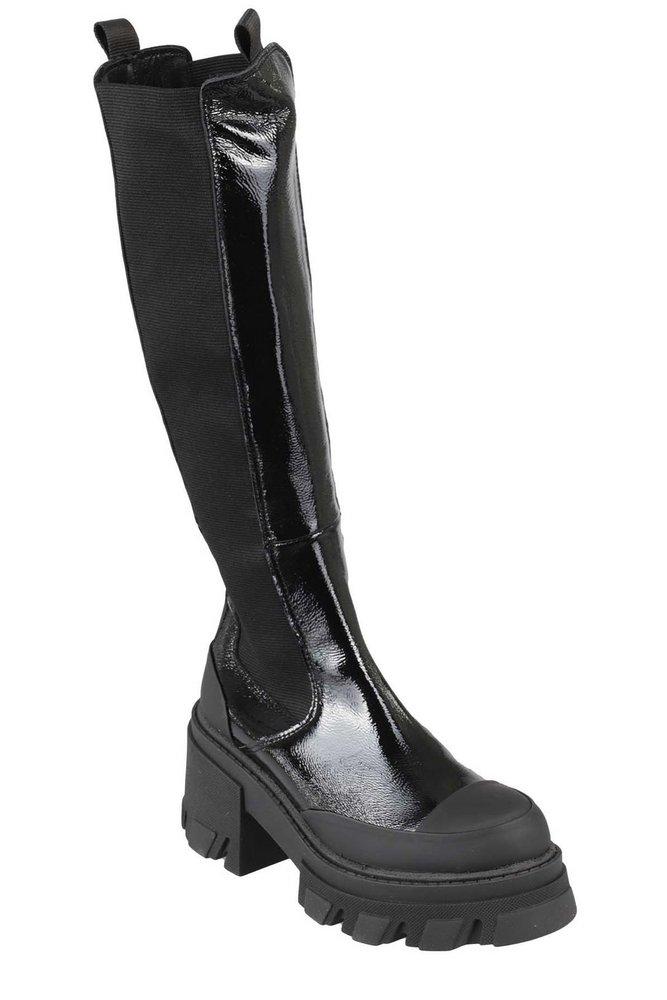 Ganni Cleated High Chelsea Boots in Black | Lyst