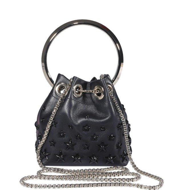Jimmy Choo Leather Allover Star Chain-link Mini Toe Bag in Pink Womens Bags Top-handle bags 
