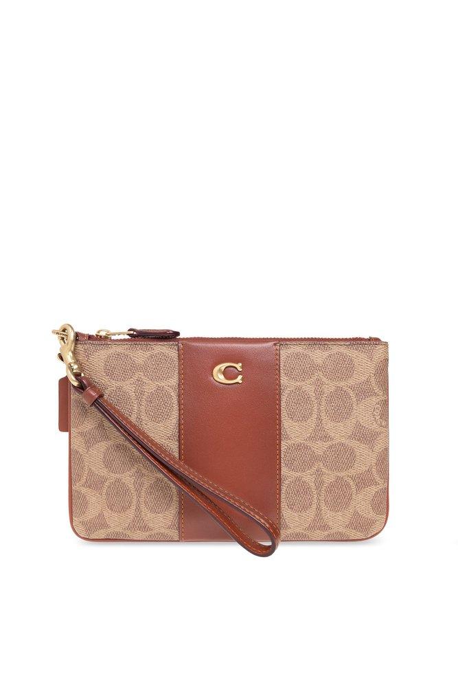 COACH Logo Plaque Monogrammed Small Wristlet Wallet in Pink Lyst