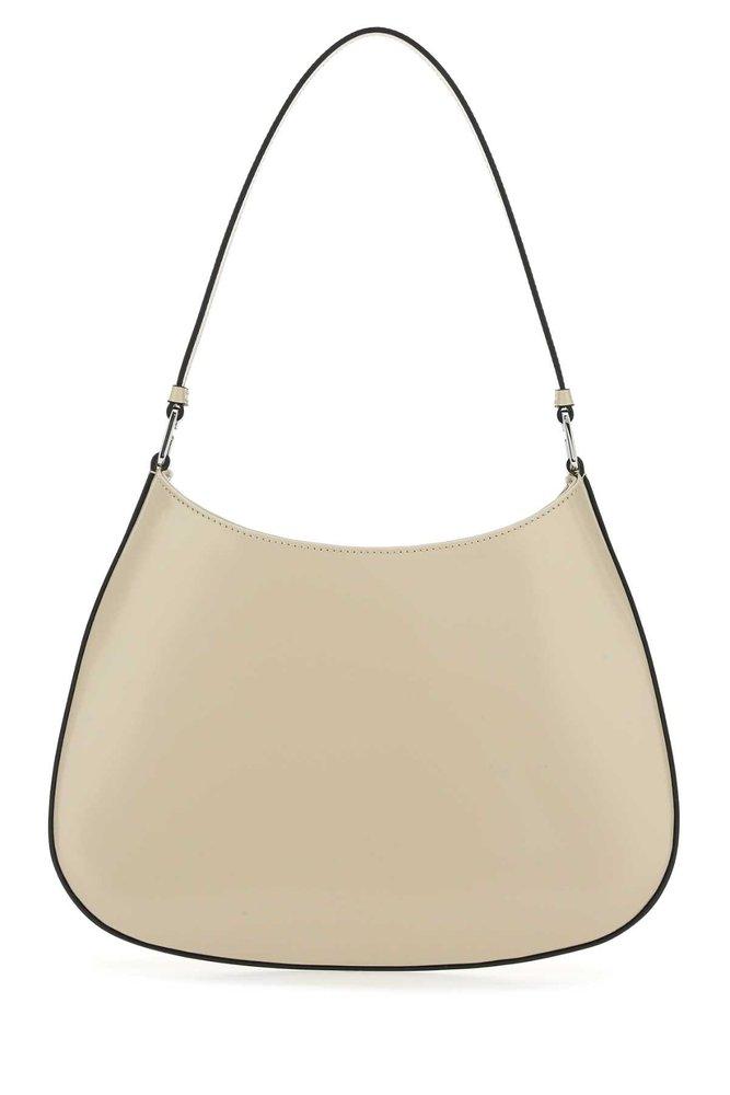 Prada Cleo Logo Plaque Shoulder Bag in Natural | Lyst