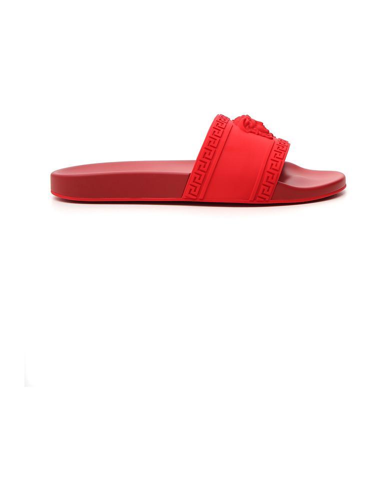 medusa stud leather slides