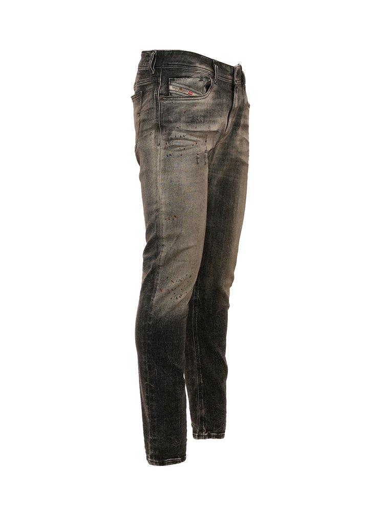 DIESEL Sleenker Distressed Denim Jeans in Gray for Men | Lyst
