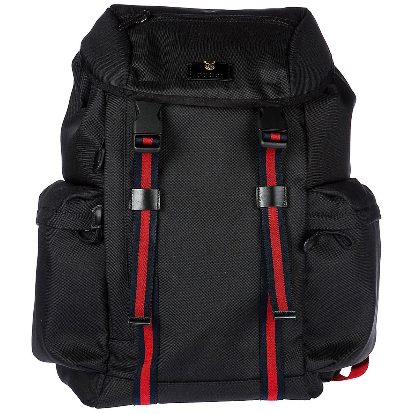 Gucci Black Canvas Web Stripe Backpack