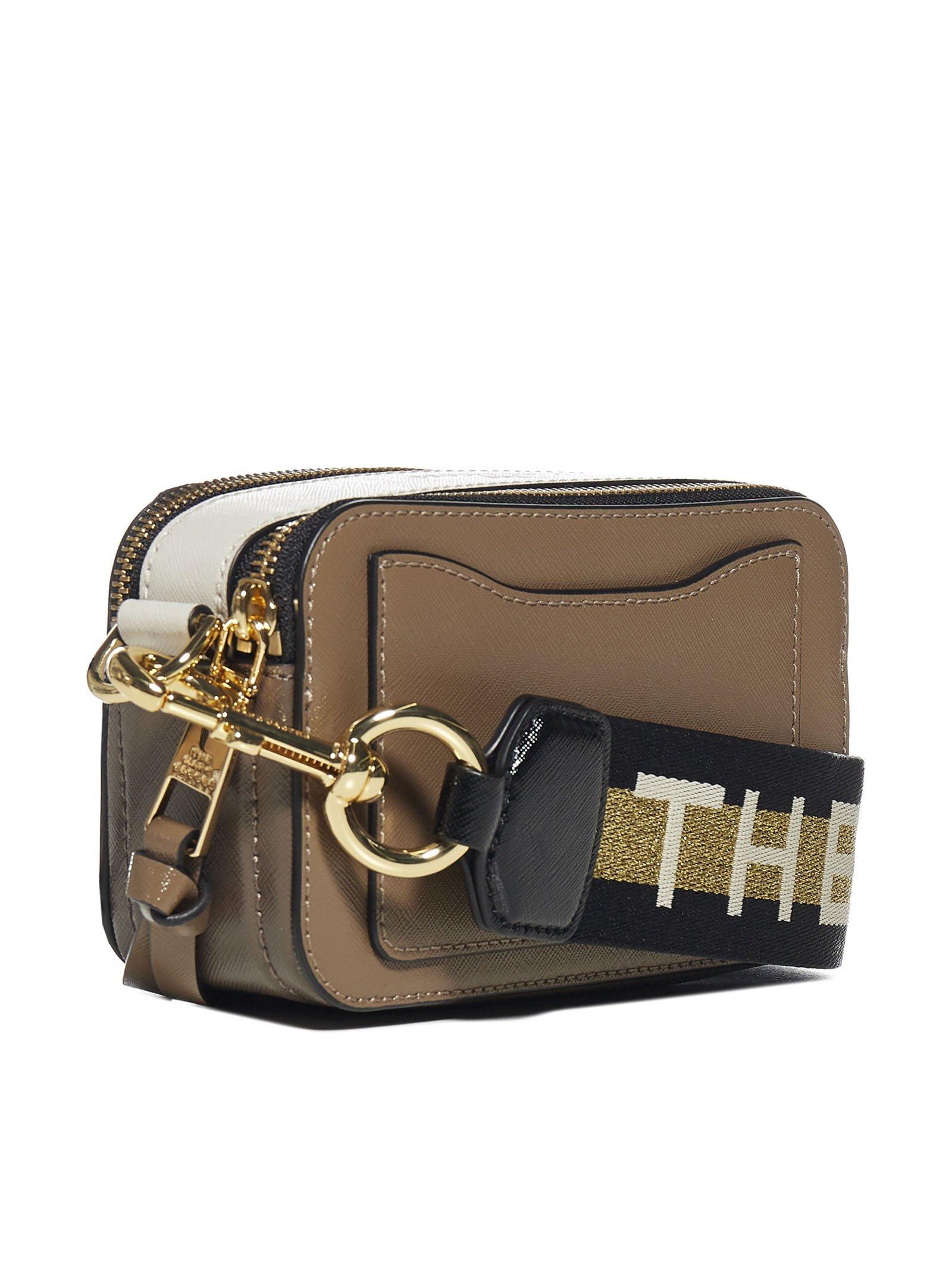 Marc Jacobs Leather The Logo Strap Snapshot Crossbody Bag in Brown - Lyst