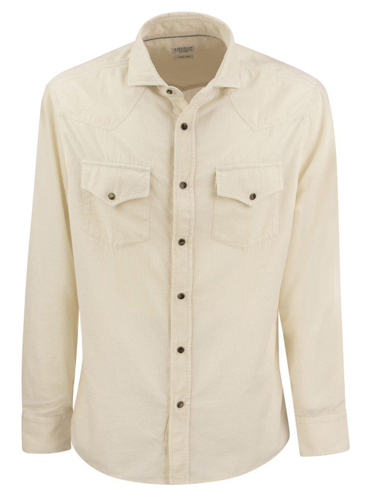 Brunello Cucinelli Garment-dyed Corduroy Leisure Fit Shirt With Press ...