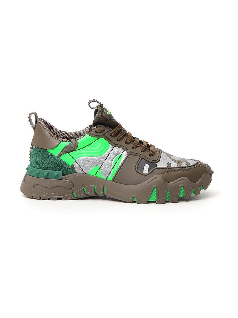 Valentino Rubber Garavani Rockstud Camouflage Sneakers in Green for Men ...