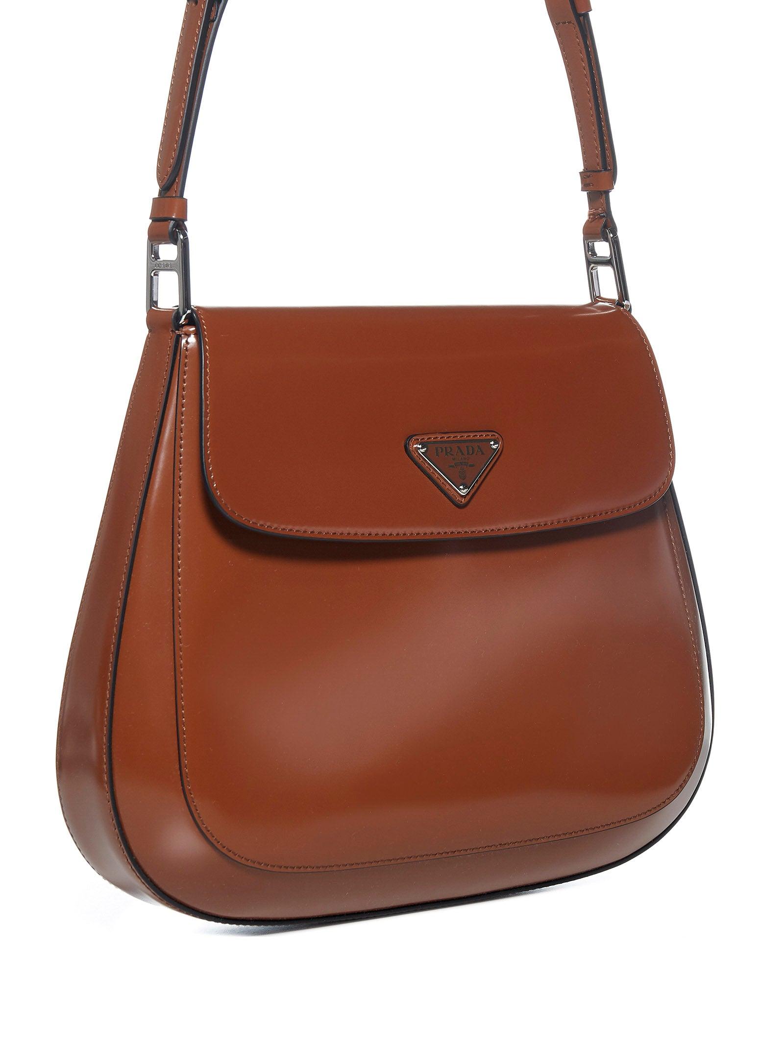 Prada Cleo Leather Bag in Brown | Lyst