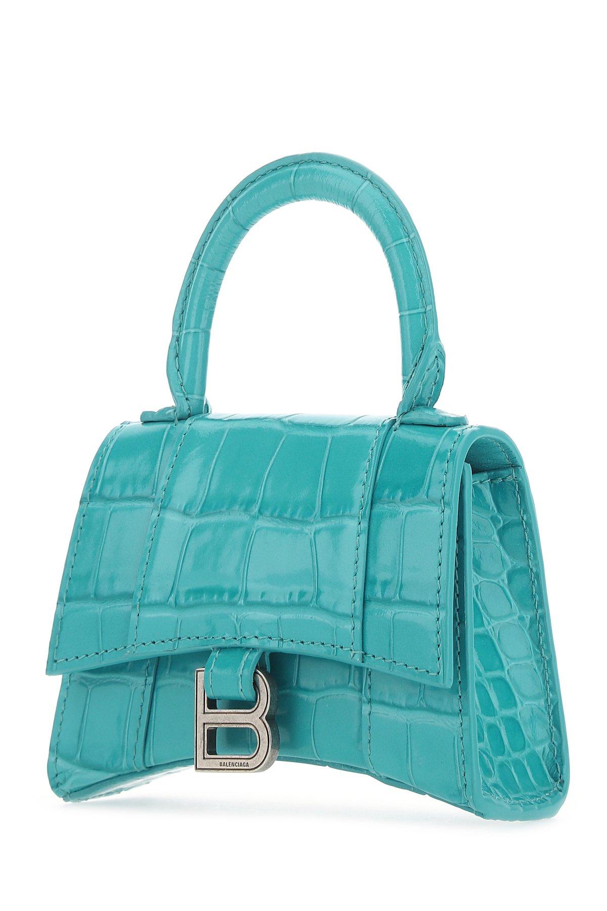 Blue croc embossed balenciaga hourglass bag