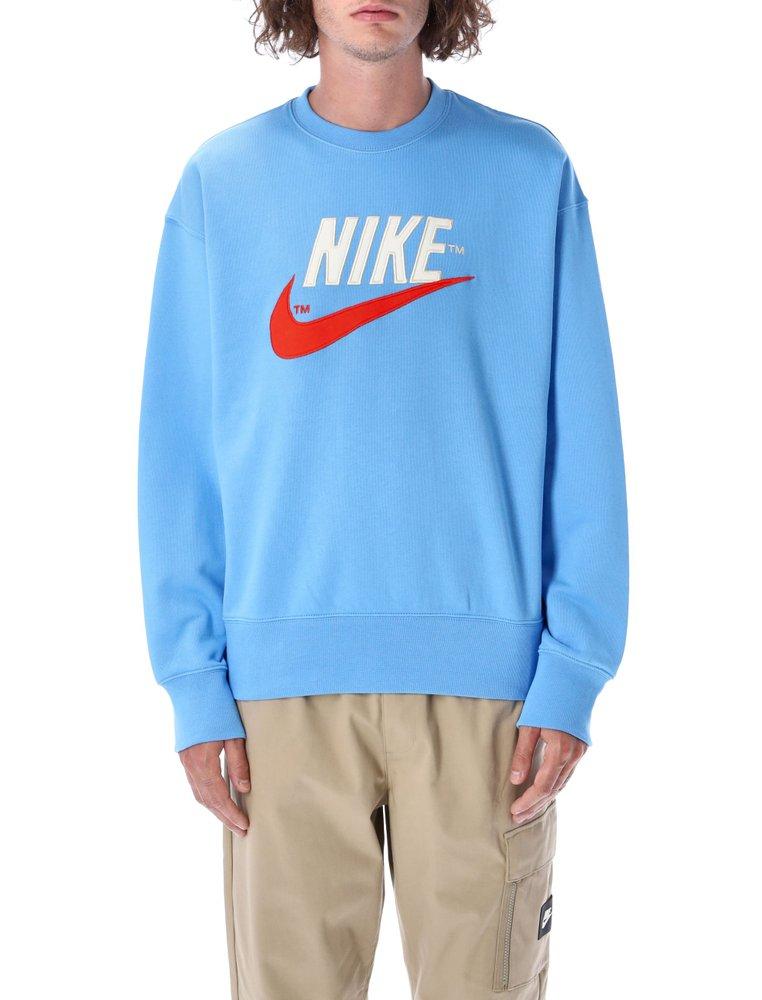 Nike Logo Embroidered Crewneck Sweatshirt in Blue for Men | Lyst