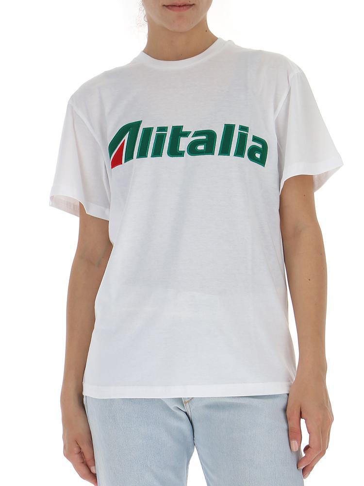 Ferretti "alitalia" Embroidered Cotton Jersey T-shirt in White | Lyst