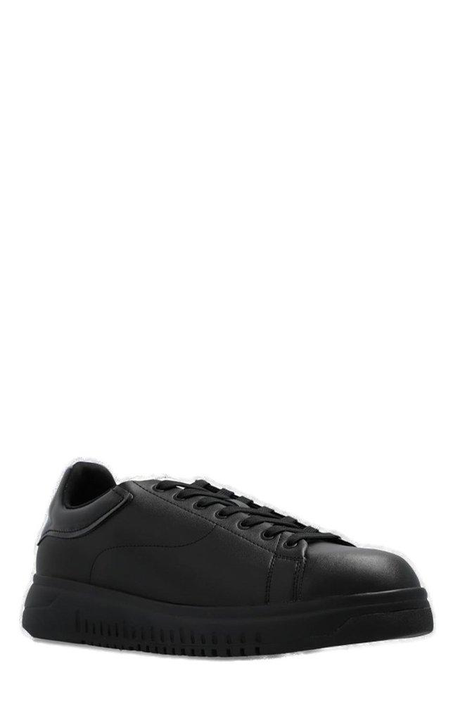 Emporio Armani Logo patch Lace up Sneakers in Black for Men Lyst
