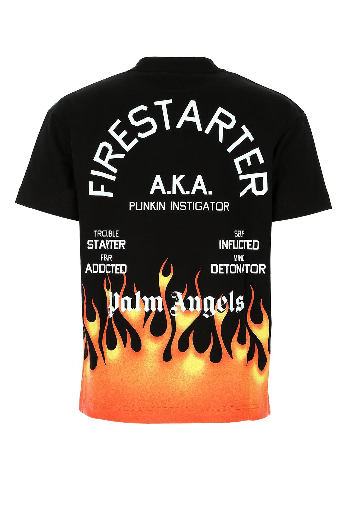 Palm Angels Flame Logo Printed T-shirt in Black for Men | Lyst