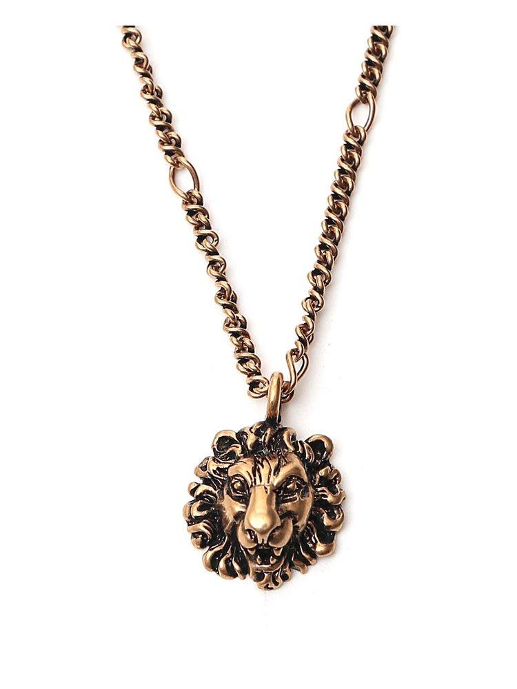 Gucci Lion Head Pendant Necklace in Metallic | Lyst