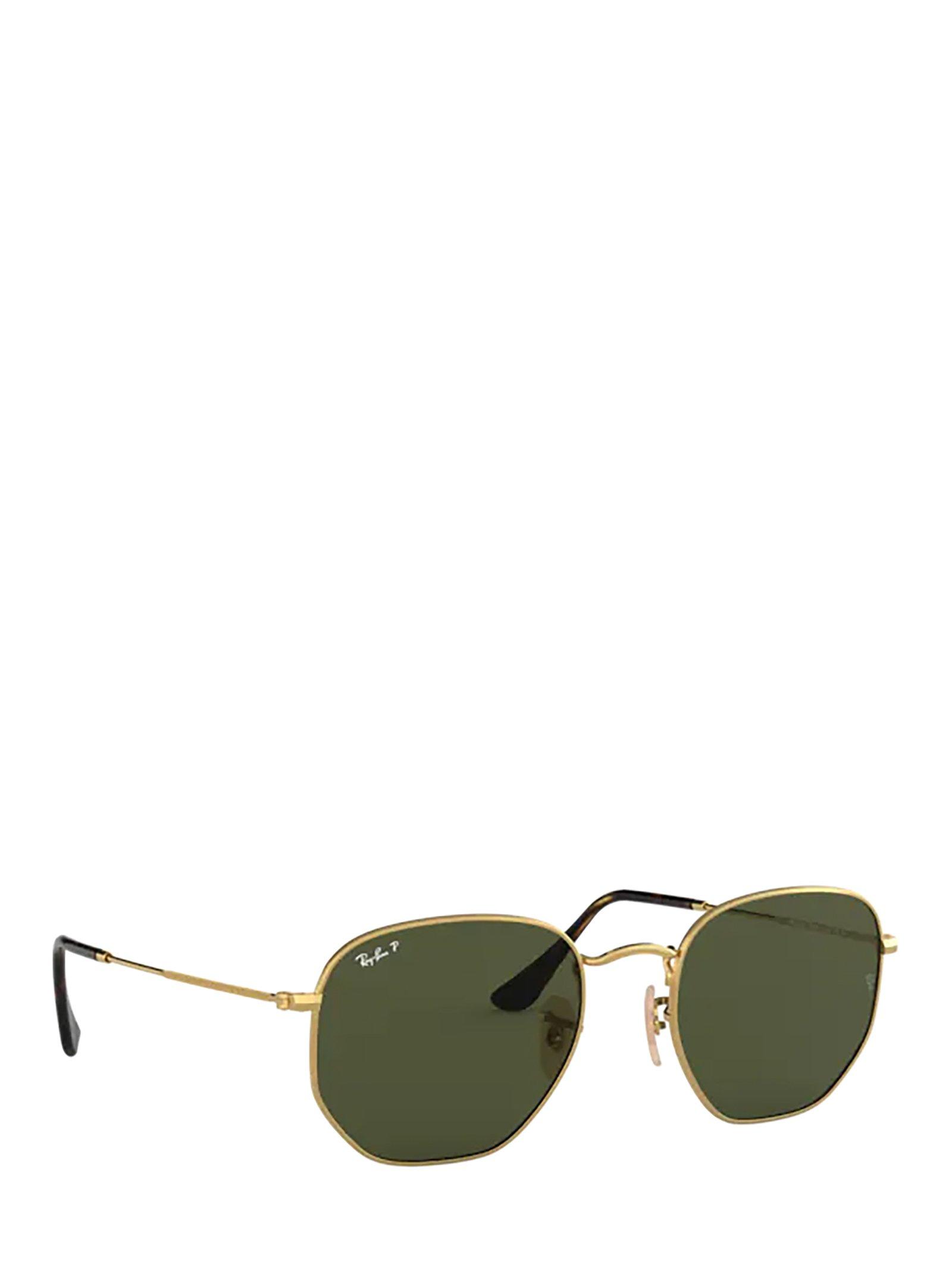 RayBan Hexagonal Flat Lenses Polarised Sunglasses in Gold (Metallic