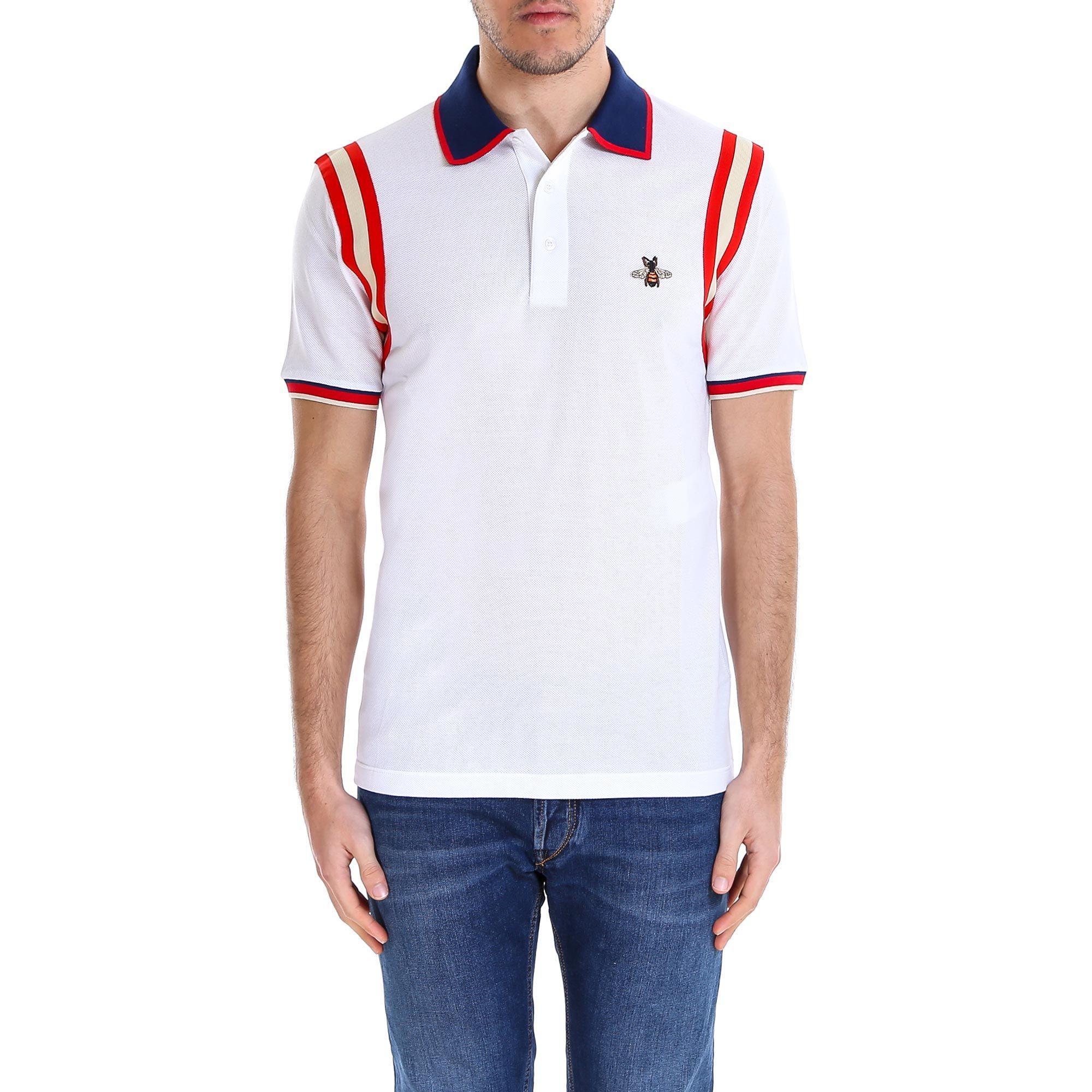 Gucci Cotton Polo With Bee in White for Men - Lyst