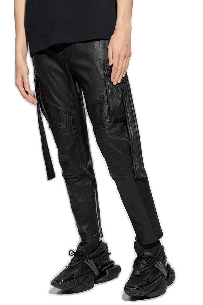 Balmain Drawstring-fastening Waist Leather Trousers