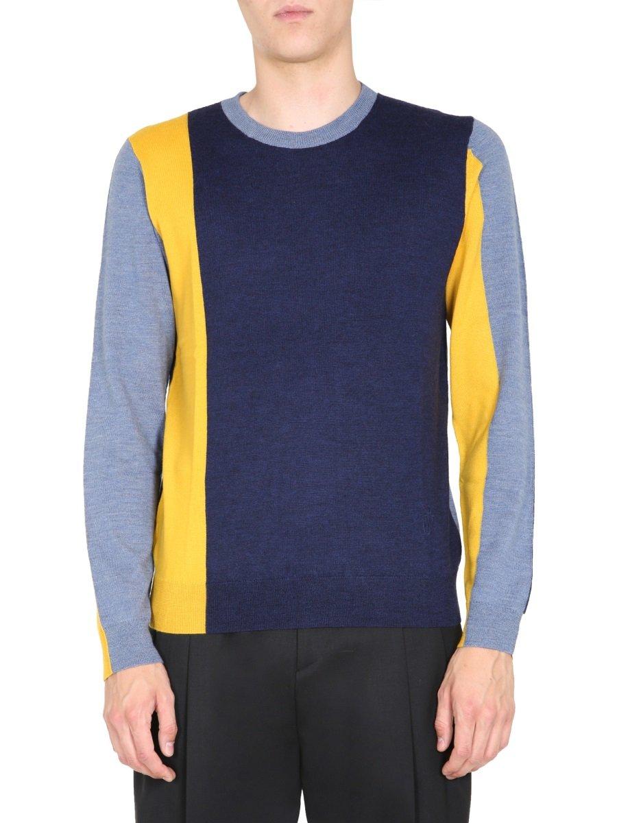 JW Anderson Wool Colour Block Crewneck Sweater in Blue for Men - Lyst