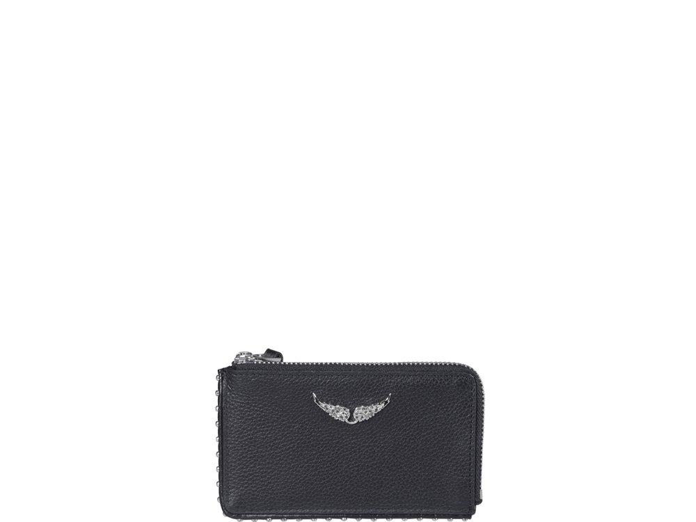 Zadig & Voltaire Logo Plaque Zipped Card Holder in Black | Lyst Canada
