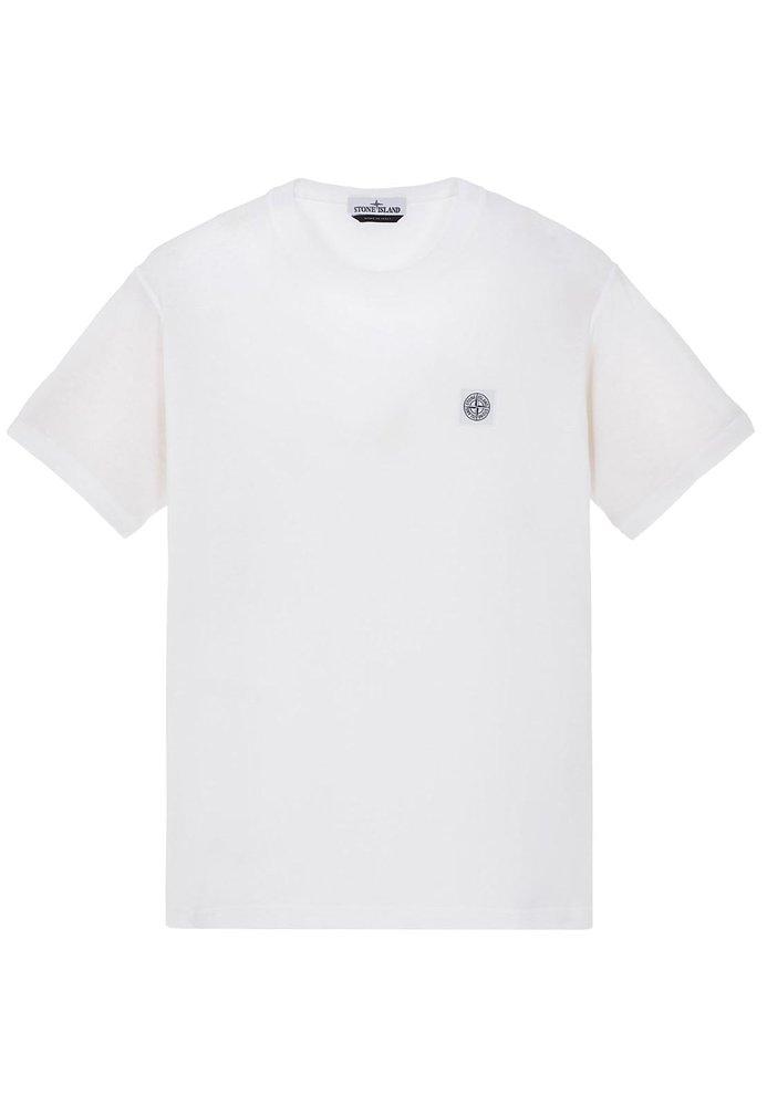 Stone Island Logo Patch Crewneck T-shirt in White for Men | Lyst