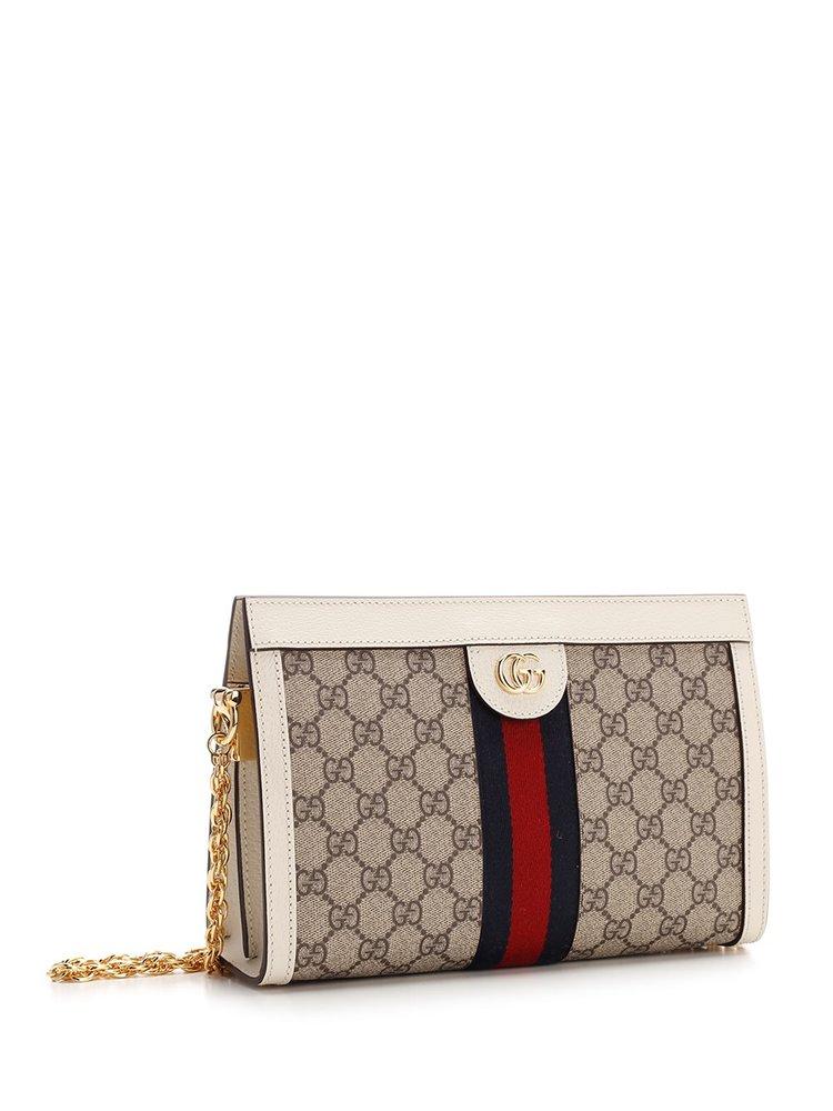 GUCCI Ophidia GG Small Shoulder Bag in White Leather