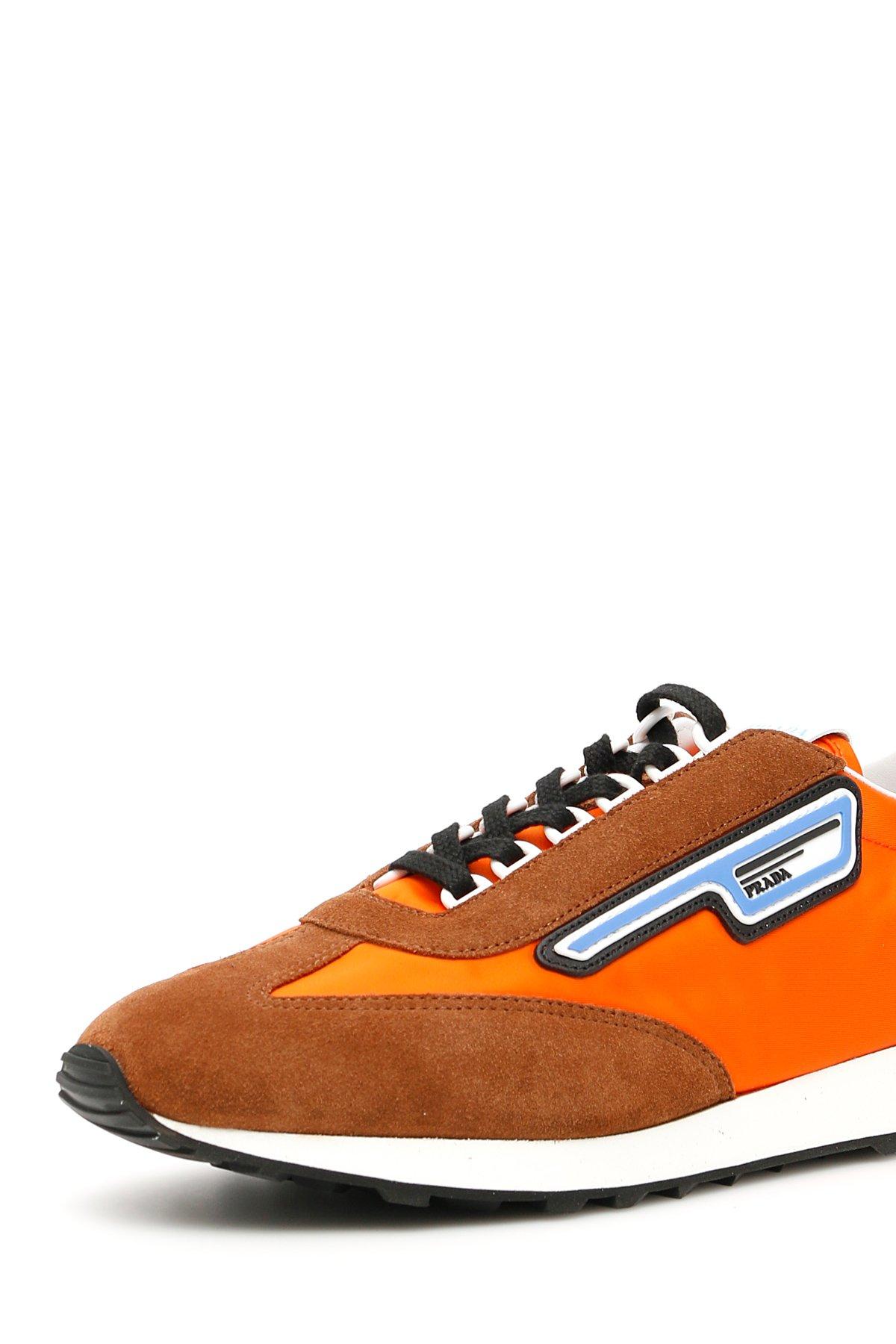orange and white prada sneakers