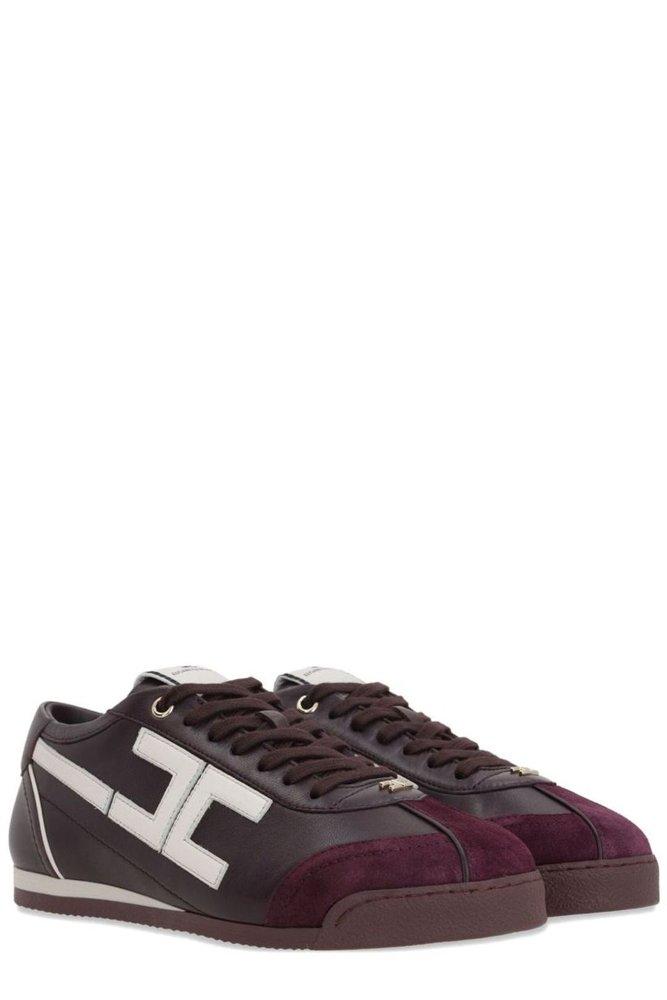スニーカー ELISABETTA FRANCHI LEATHER SNEAKERS WITH LOGO DETAIL Elisabetta Franchi Woman Leather Sneakers with Double Logo C