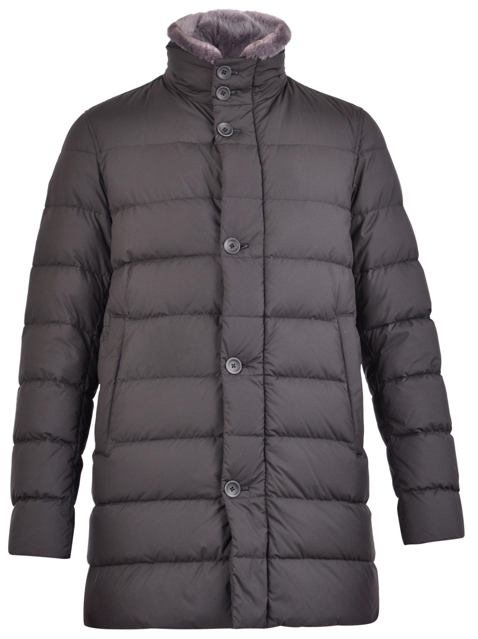 Herno Synthetic Faux Fur Collared Puffer Coat in Black for Men Lyst