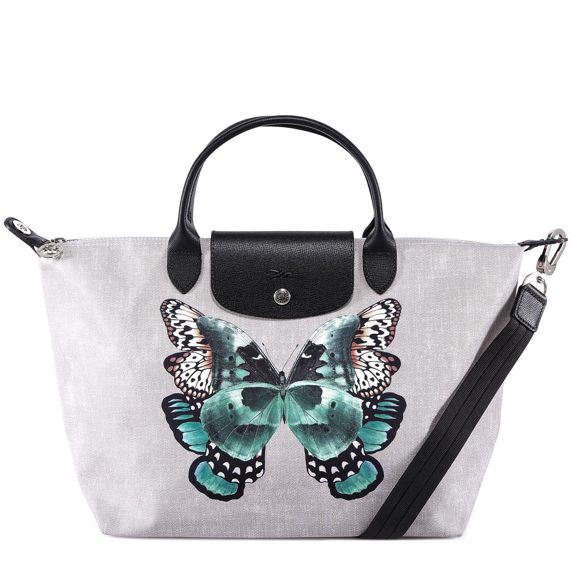 Longchamp Butterfly-print Tote in Gray | Lyst