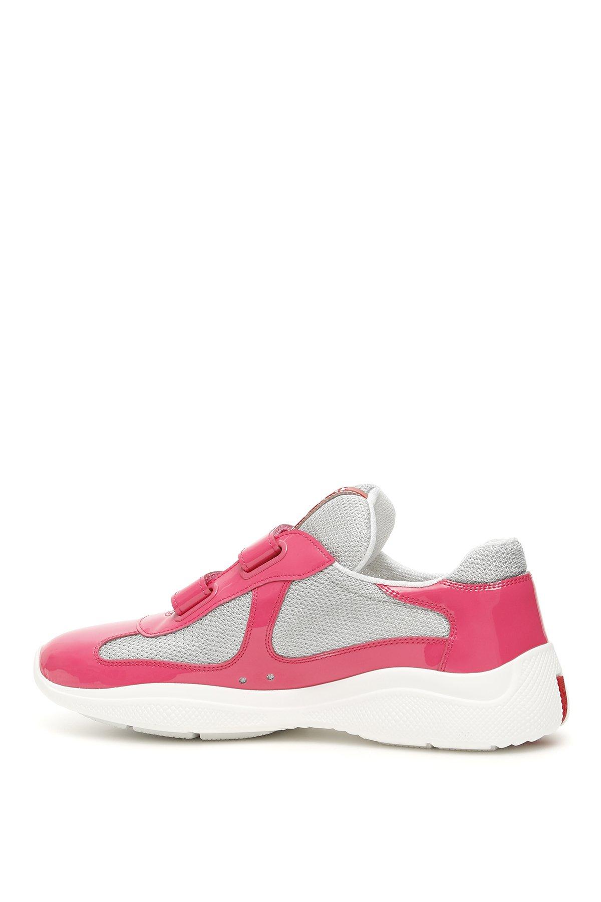 Prada Velcro Strap Contrasting Panelled Sneakers in Pink | Lyst