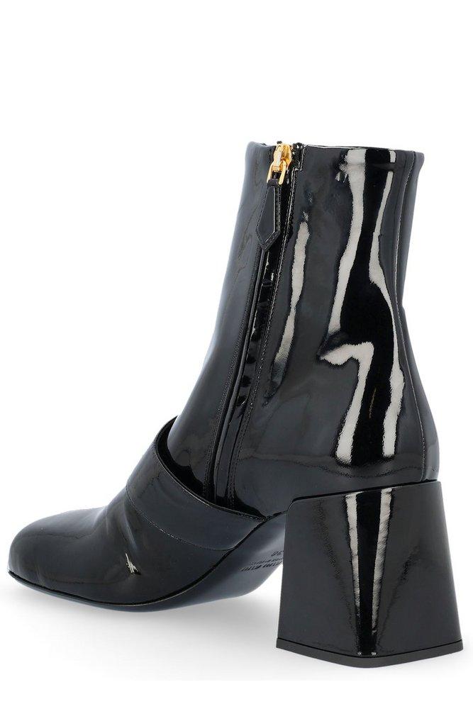 Miu Miu Buckle-detail Slip-on Ankle Boots in Black | Lyst Canada