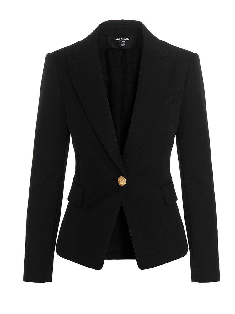 Balmain Wool Single Breast Blazer Jacket in Black | Lyst