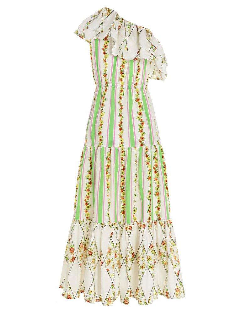 MSGM floral-print ruffled long dress - Red
