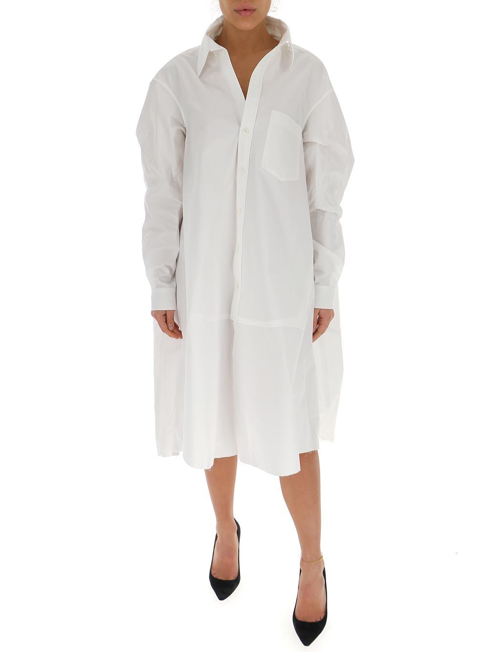 Balenciaga Cotton Oversized Shirt Dress in White | Lyst Canada