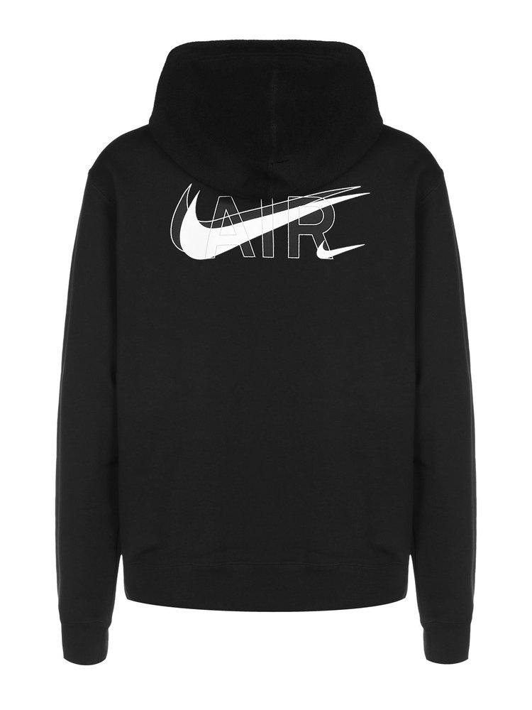 Nike Swoosh-printed Long-sleeved Drawstring Hoodie in Black for Men | Lyst