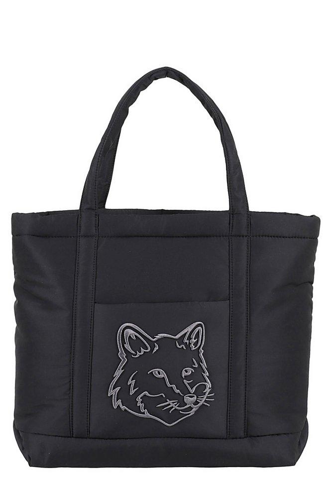 ショッパー付 メゾンキツネ FOX HEAD PUFFER BAG MEDIUM maison-kitsune-Black-Fox-Head-