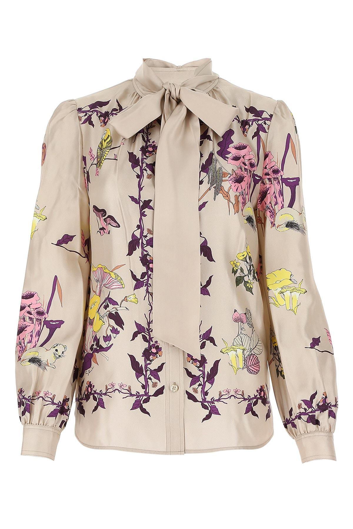 Tory Burch Mushroom Party Bow Blouse in Pink | Lyst