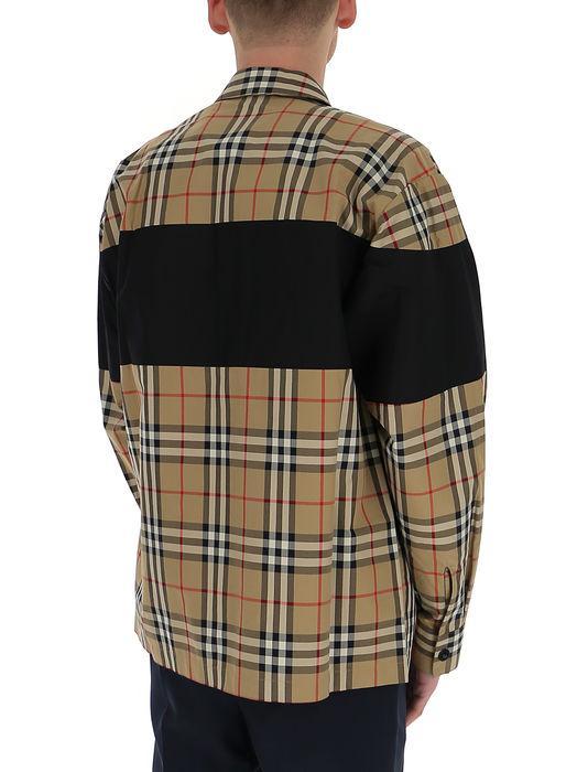Burberry Cotton Contrast Panel Check Zipped Shirt for Men | Lyst