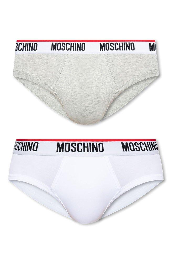 Moschino Logo Waistband 2-pack Briefs in White for Men