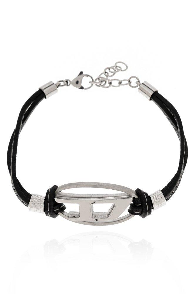DIESEL A-ada Logo-charm Linked Bracelet in Black | Lyst