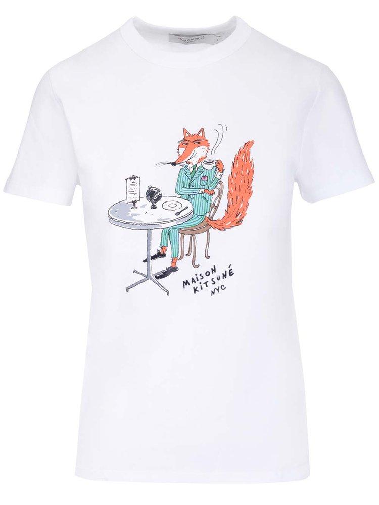 Maison Kitsuné Oly Coffee Fox Classic T-shirt in White | Lyst