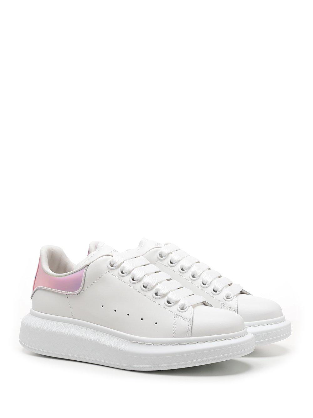 Alexander McQueen Leather Hologram Panelled Oversized Sneakers in White ...