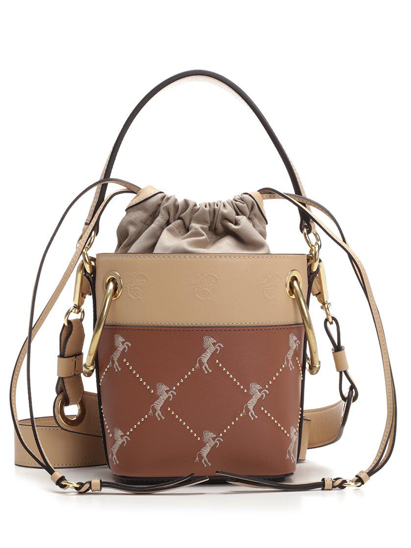 Chloé Roy Horse Embroidered Bucket Bag In Brown | Lyst