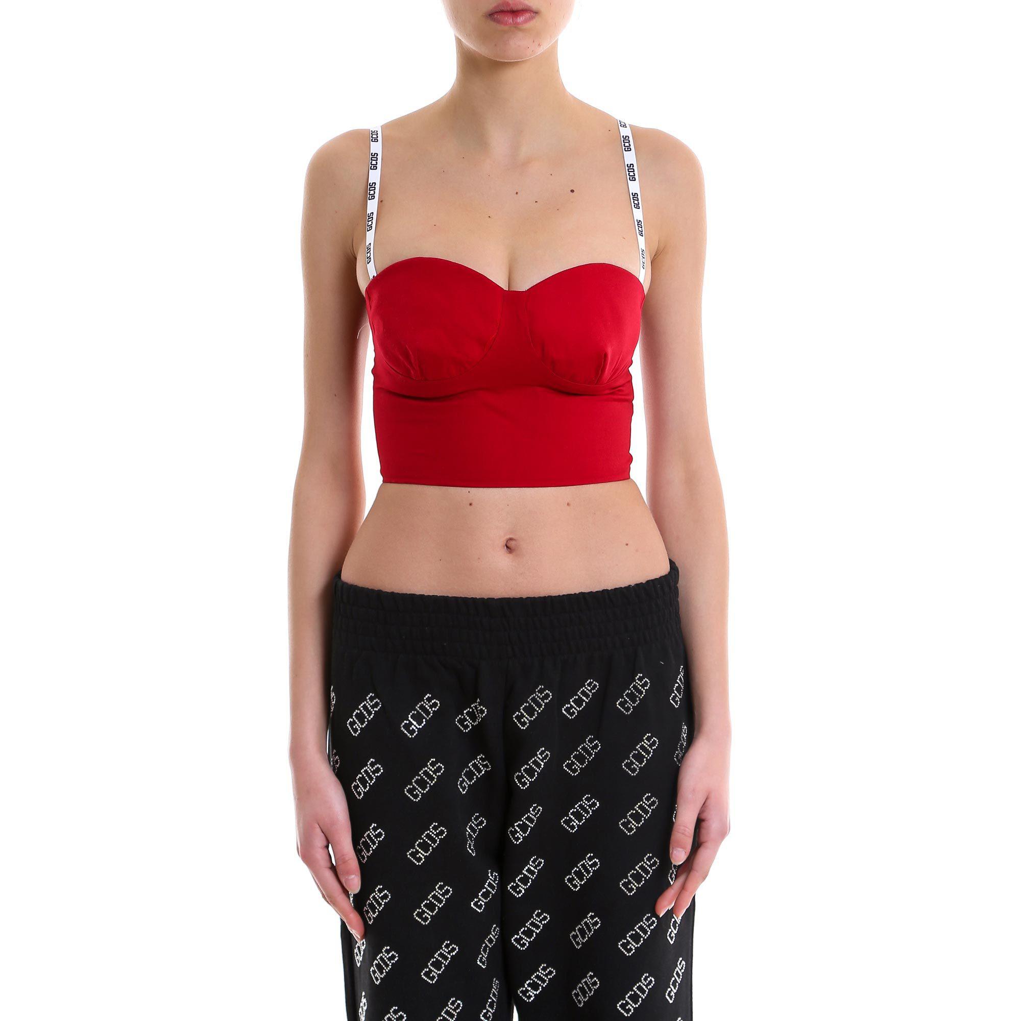 red bustier top
