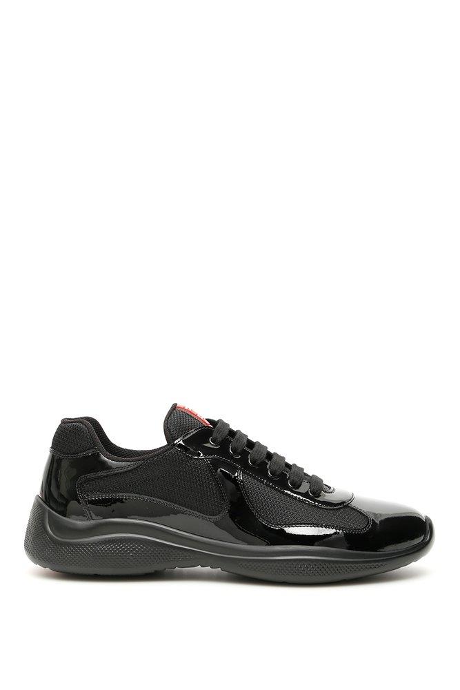 Prada America s Cup Patent Leather And Mesh Trainers in Black for